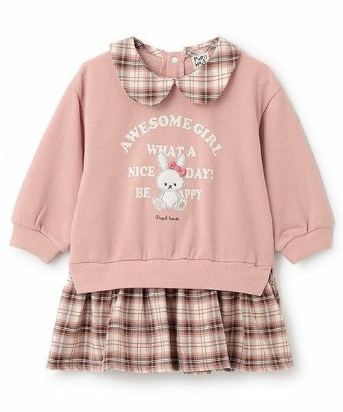 Pupil House / ピューピルハウス ミニ丈・ひざ丈ワンピース | ドッキングワンピース（ピンク）