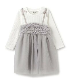 Pupil House / ピューピルハウス ミニ丈・ひざ丈ワンピース | チュールドッキングワンピース