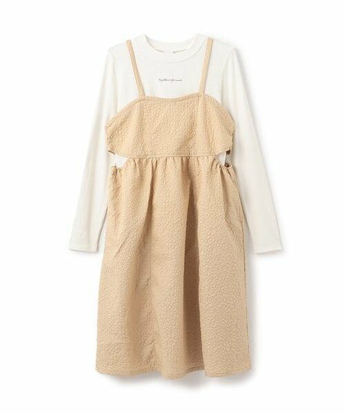 Pupil House / ピューピルハウス ミニ丈・ひざ丈ワンピース | 【milkycoast】JQキャミワンピテレコ長T（ベージュ）
