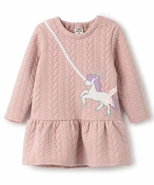 Pupil House / ピューピルハウス ミニ丈・ひざ丈ワンピース | ユニコーンポシェットキルトワンピース（ピンク）