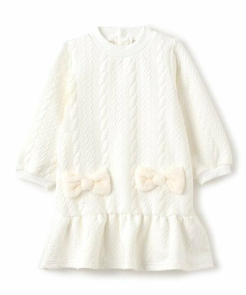 Pupil House / ピューピルハウス ミニ丈・ひざ丈ワンピース | ジャガードワンピース（オフ ホワイト）