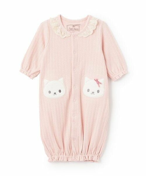 Pupil House / ピューピルハウス ロンパース | ねこアップリケ２ウェイオール（ピンク）