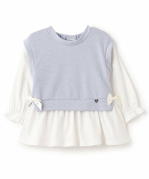 Pupil House / ピューピルハウス その他トップス | ニットベストドッキング無地チュニック（サックス）