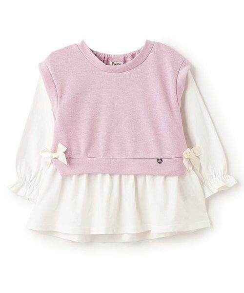 Pupil House / ピューピルハウス その他トップス | ニットベストドッキング無地チュニック（ラベンダー）