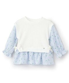 Pupil House / ピューピルハウス その他トップス | ニットベストドッキング無地花柄チュニック