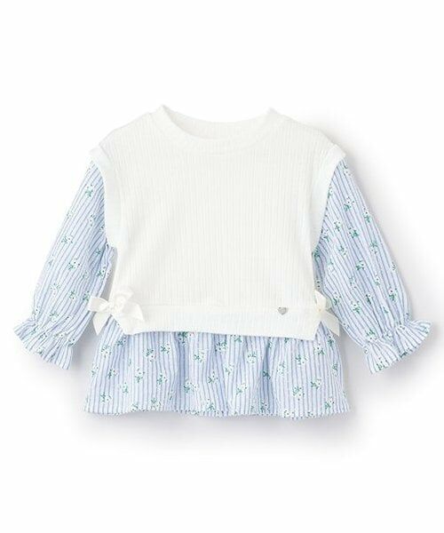 Pupil House / ピューピルハウス その他トップス | ニットベストドッキング無地花柄チュニック（オフ ホワイト）