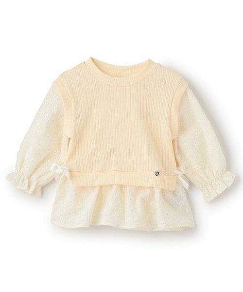 Pupil House / ピューピルハウス その他トップス | ニットベストドッキング無地花柄チュニック（クリーム）