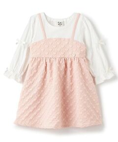 Pupil House / ピューピルハウス ミニ丈・ひざ丈ワンピース | ぽこぽこフラワージャガードドッキングワンピース