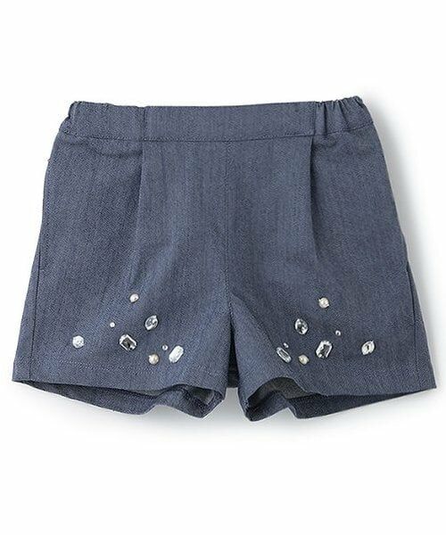 Pupil House / ピューピルハウス ショート・ハーフ・半端丈パンツ | ビジューつきショーパン(ブルー)