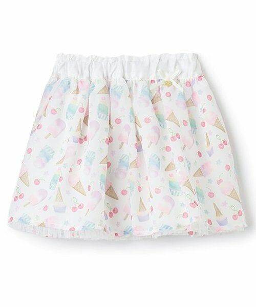 Pupil House / ピューピルハウス ミニ・ひざ丈スカート | オリジナルプリントスカート（オフ ホワイト）