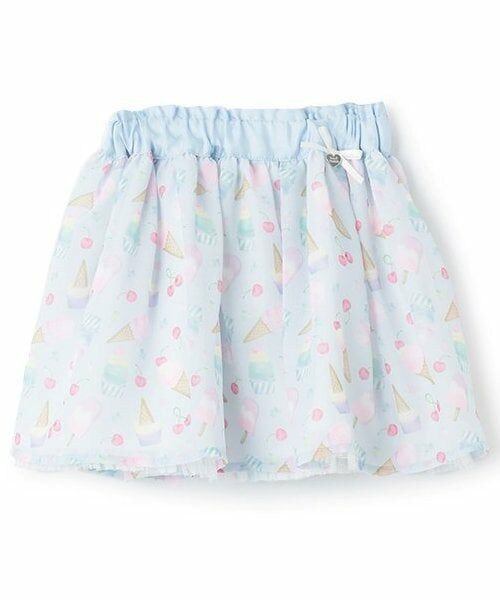 Pupil House / ピューピルハウス ミニ・ひざ丈スカート | オリジナルプリントスカート（サックス）