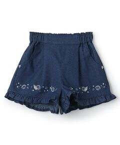 Pupil House / ピューピルハウス ショート・ハーフ・半端丈パンツ | シェル刺しゅう裾フリルショーパン