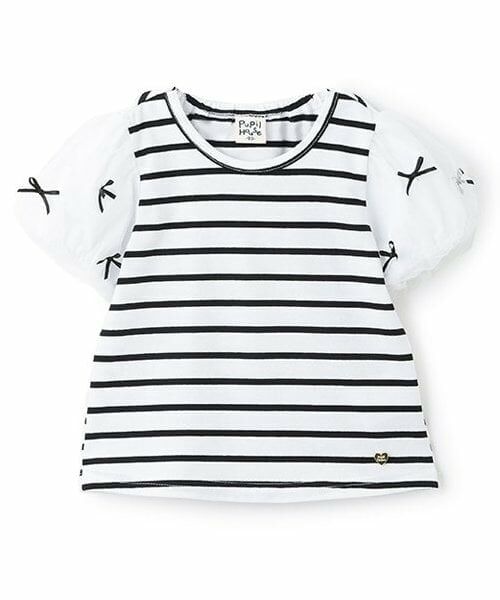 Pupil House / ピューピルハウス Tシャツ | 袖リボン半そでTシャツ（黒）