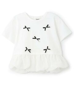 Pupil House / ピューピルハウス Tシャツ | リボンいっぱいバルーン裾半そでTシャツ