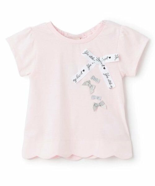 Pupil House / ピューピルハウス Tシャツ | 裾スカラップ　半袖Tシャツ（ピンク）