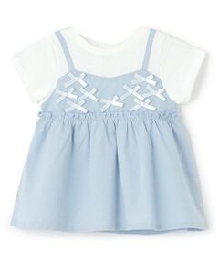 Pupil House / ピューピルハウス その他トップス | 胸リボンドッキング半袖チュニック