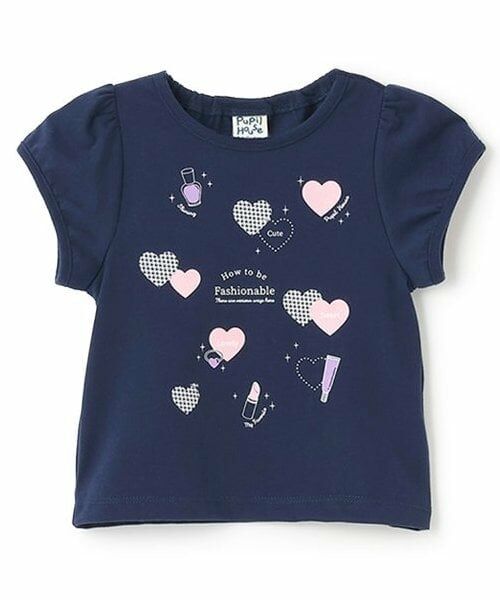 Pupil House / ピューピルハウス Tシャツ | バリュー半T　ハート＆コスメ（紺）