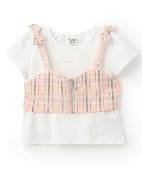 Pupil House / ピューピルハウス Tシャツ | フロントジップビスチェ×半T（ピンク）