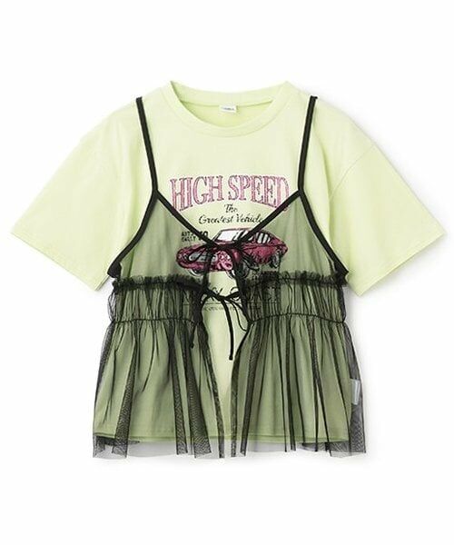 Pupil House / ピューピルハウス Tシャツ | 【milky coast】チュール×ビスチェ半袖T（イエロー グリーン）