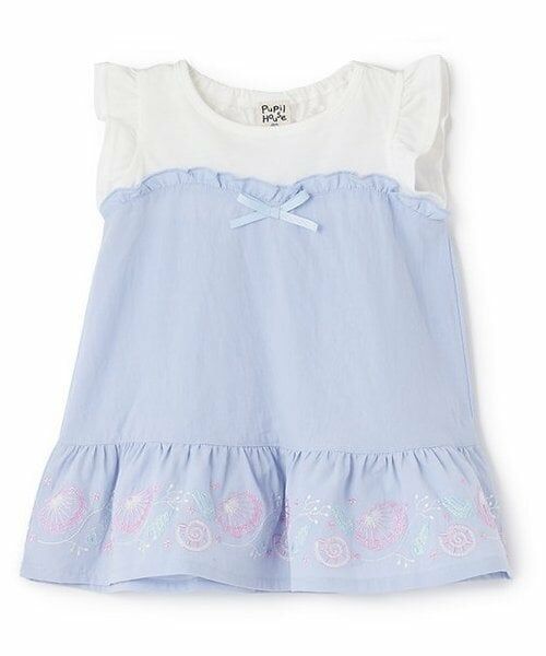 Pupil House / ピューピルハウス その他トップス | 裾シェル刺しゅうチュニック（サックス）