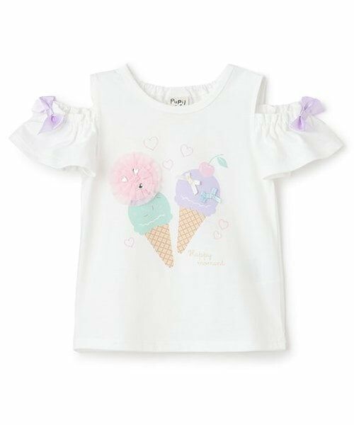 Pupil House / ピューピルハウス Tシャツ | アイスモチーフオフショル半T（オフ ホワイト）