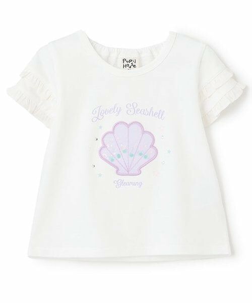 Pupil House / ピューピルハウス Tシャツ | シェルモチーフ袖フリル半T（オフ ホワイト）