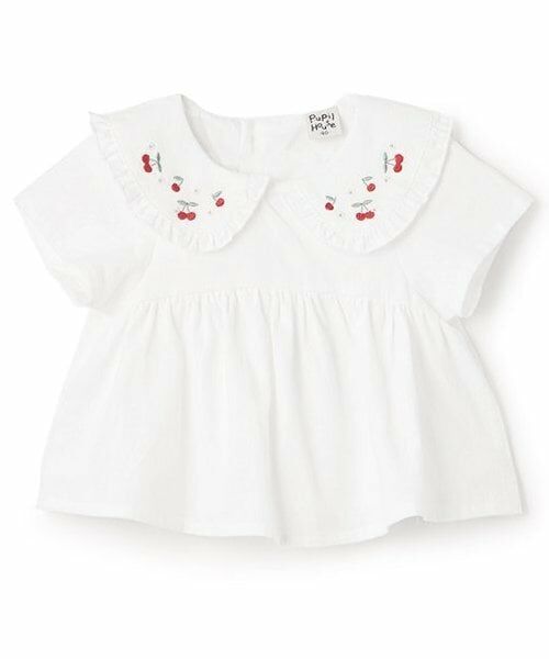 Pupil House / ピューピルハウス その他トップス | 衿チェリー刺しゅうチュニック（オフ ホワイト）