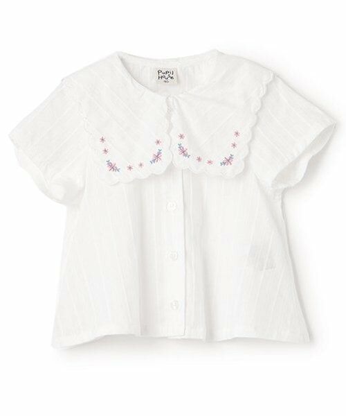 Pupil House / ピューピルハウス シャツ・ブラウス | スカラップ刺しゅうブラウス（オフ ホワイト）