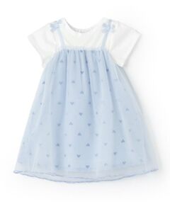 Pupil House / ピューピルハウス ミニ丈・ひざ丈ワンピース | ドッキングチュール半袖ワンピース