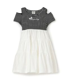 Pupil House / ピューピルハウス ミニ丈・ひざ丈ワンピース | ボーダードッキング半袖ワンピース