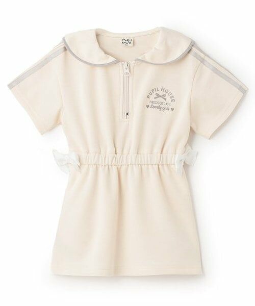 Pupil House / ピューピルハウス ミニ丈・ひざ丈ワンピース | セーラーハーフZIP半袖ワンピース（アイボリー）