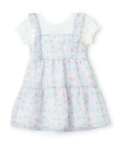 Pupil House / ピューピルハウス ミニ丈・ひざ丈ワンピース | オリジナルプリントドッキング半袖ワンピース