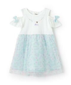 Pupil House / ピューピルハウス ミニ丈・ひざ丈ワンピース | 総柄チュールドッキングワンピース