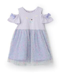 Pupil House / ピューピルハウス ミニ丈・ひざ丈ワンピース | 総柄チュールドッキングワンピース