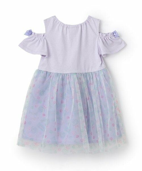 Pupil House / ピューピルハウス ミニ丈・ひざ丈ワンピース | 総柄チュールドッキングワンピース | 詳細1