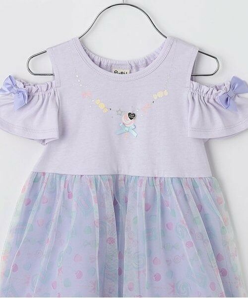 Pupil House / ピューピルハウス ミニ丈・ひざ丈ワンピース | 総柄チュールドッキングワンピース | 詳細2