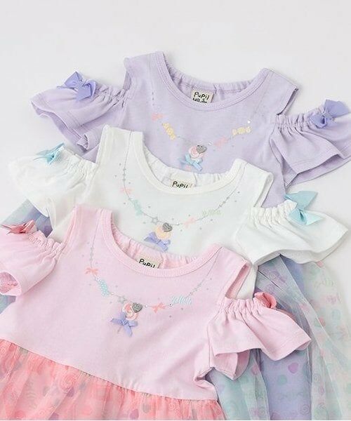 Pupil House / ピューピルハウス ミニ丈・ひざ丈ワンピース | 総柄チュールドッキングワンピース | 詳細3