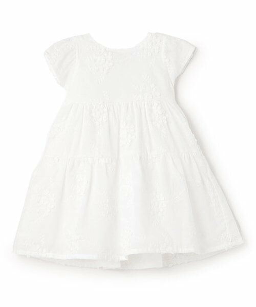 Pupil House / ピューピルハウス ミニ丈・ひざ丈ワンピース | レース刺しゅうワンピース（オフ ホワイト）
