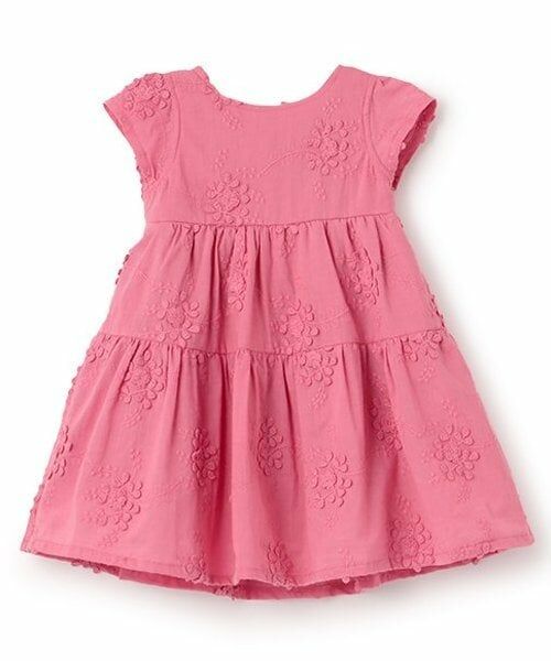 Pupil House / ピューピルハウス ミニ丈・ひざ丈ワンピース | レース刺しゅうワンピース（ピンク）