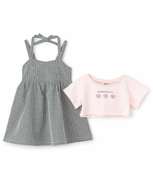 Pupil House / ピューピルハウス ミニ丈・ひざ丈ワンピース | 【セットアイテム】ショート丈Tシャツ・ギンガムチェックワンピ | 詳細2