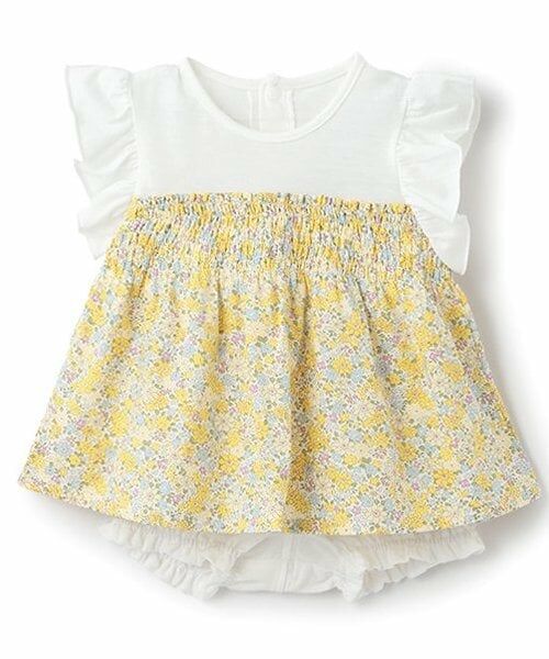 Pupil House / ピューピルハウス ベビー・キッズウエア | 花柄半袖チュニック＋ブルマセット（黄）