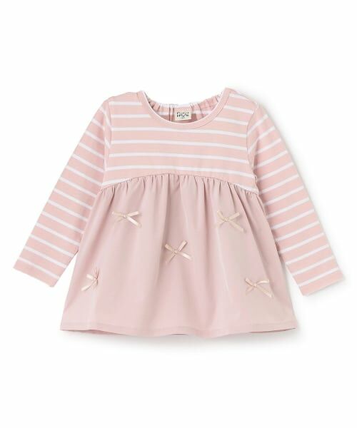 Pupil House / ピューピルハウス Tシャツ | 切り替えボーダー長T（ピンク）