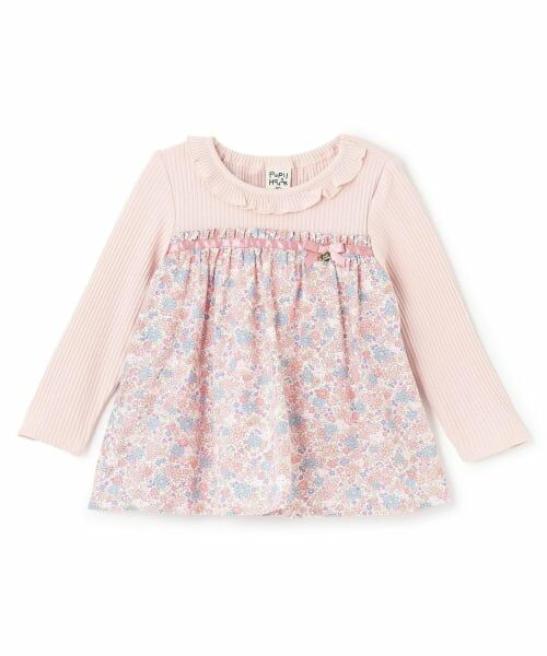 Pupil House / ピューピルハウス その他トップス | 花柄切替チュニック（ピンク）