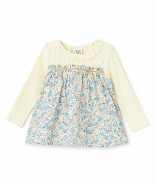 Pupil House / ピューピルハウス その他トップス | 花柄切替チュニック（薄ベージュ）