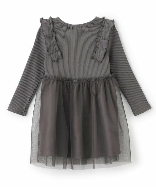 Pupil House / ピューピルハウス ミニ丈・ひざ丈ワンピース | チュールドッキングワンピ | 詳細1