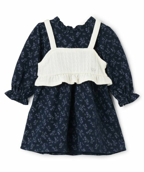 Pupil House / ピューピルハウス ミニ丈・ひざ丈ワンピース | ビスチェ×ワンピSET（紺）