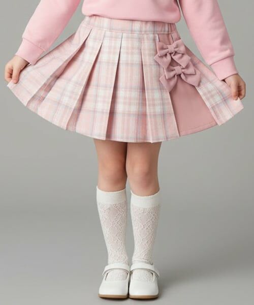 Pupil House / ピューピルハウス ミニ・ひざ丈スカート | チェックプリーツスカート(ピンク)