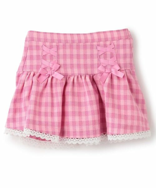 Pupil House / ピューピルハウス ミニ・ひざ丈スカート | 編み上げりぼんスカート（ピンク）