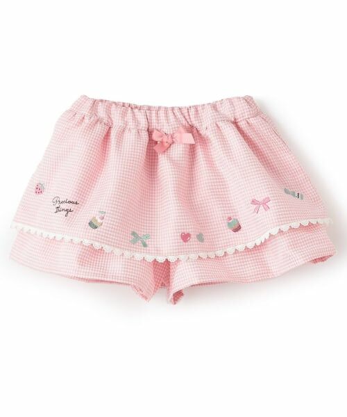 Pupil House / ピューピルハウス ショート・ハーフ・半端丈パンツ | フリルキュロット（ピンク）