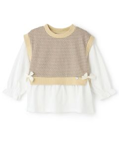 Pupil House / ピューピルハウス シャツ・ブラウス | 【セットアップ対応可】ベストレイヤード風ドッキングトップス